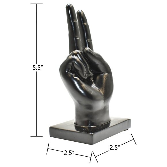 Adam & Friends Home Decor Peace Sign Sculpture | 1-Piece | Black - Picture 4 of 4